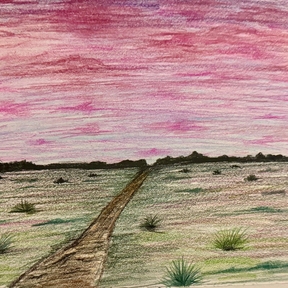 Pink and Green Landscape Art Print